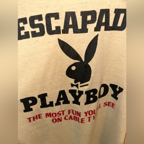 Vintage PLAYBOY ESCAPADE Thin CLASSIC T shirt Size MEDIUM 70’s 80’s - Picture 2 of 4